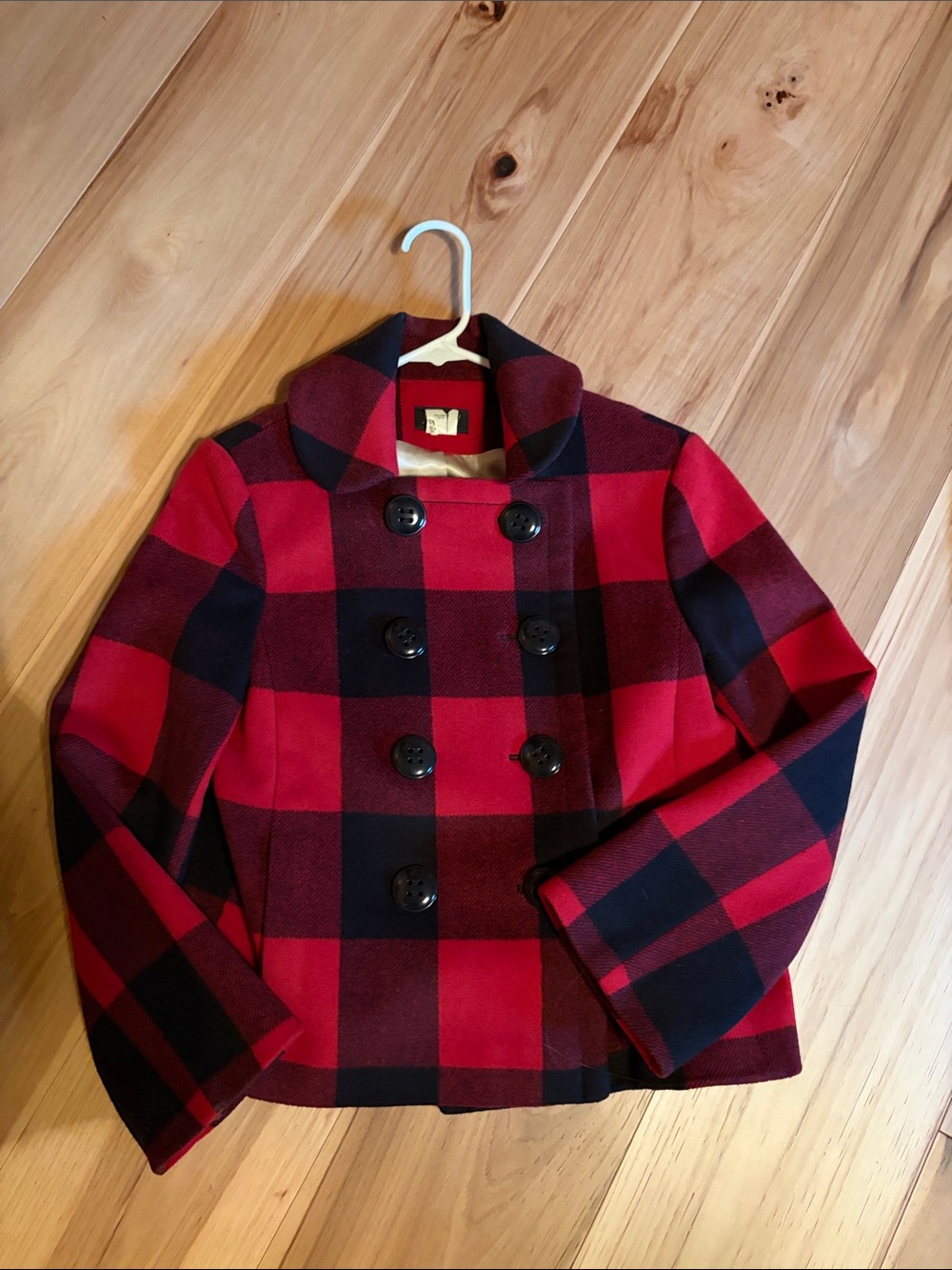 J.Crew wool buffalo check plaid pea coat jacket, Blazer 2